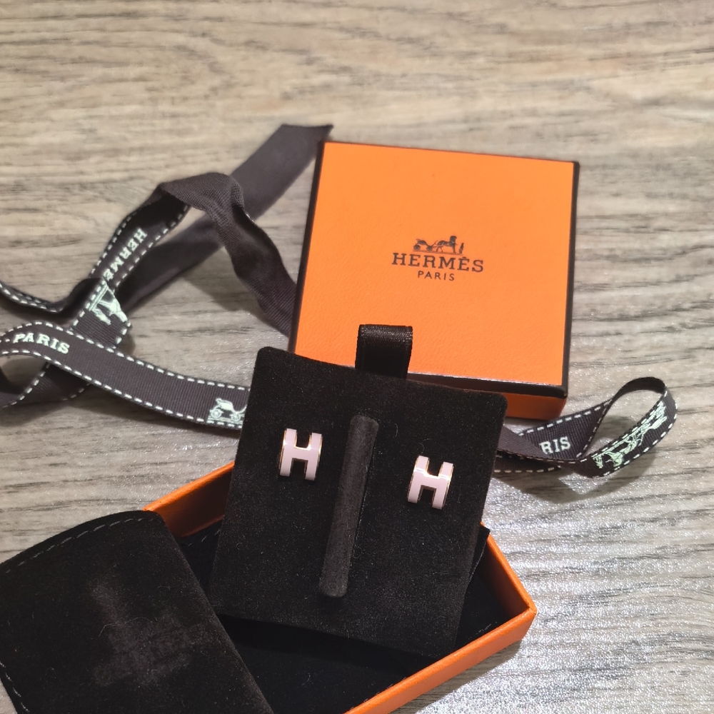 Hermes Pop H Rose gold with Pink Earrings